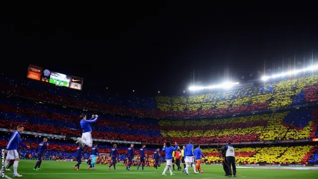 Barcelona and Real Madrid players take to the pitch