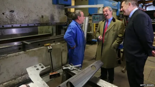 Nigel Farage on a factory visit in Manchester