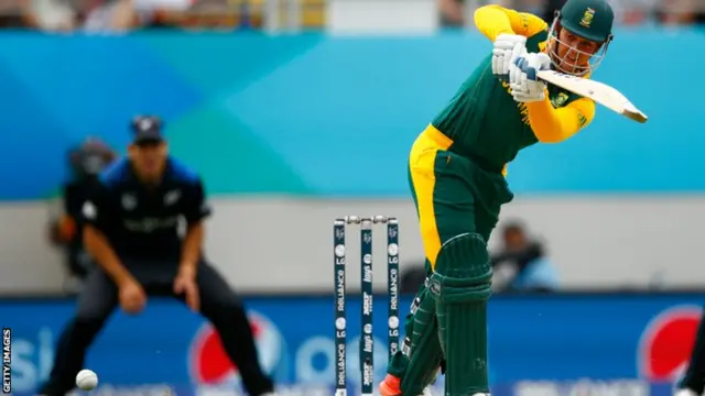 Quinton de Kock of South Africa bats during the 2015 Cricket World Cup Semi Final match between New Zealand and South Africa at Eden Park