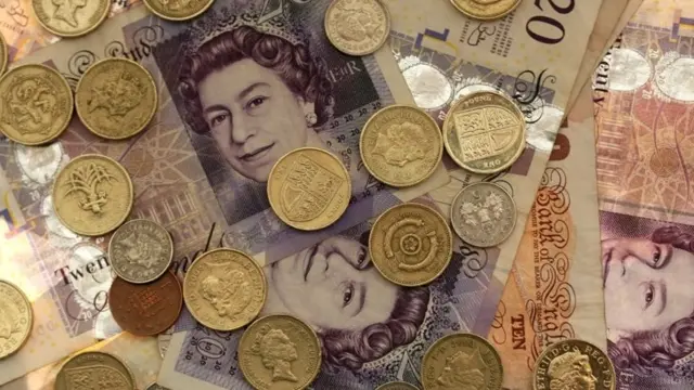 Pounds and coins and cash