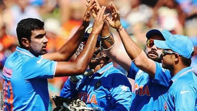 Ravichandran Ashwin of India celebrates a wicket