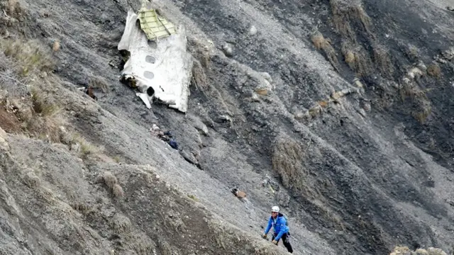 A rescue worker at the Germanwings crash site