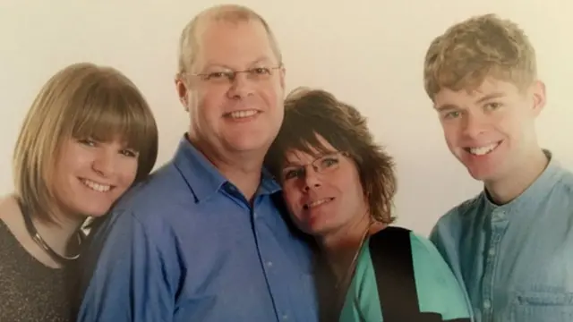 Martyn Matthews, pictured here with his wife Sharon and children Jade and Nathan, died in the crash