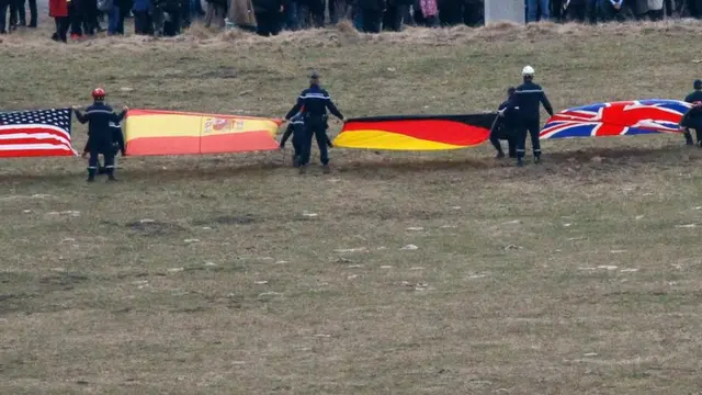 Flags of some of the nations whose citizens were killed in the crash