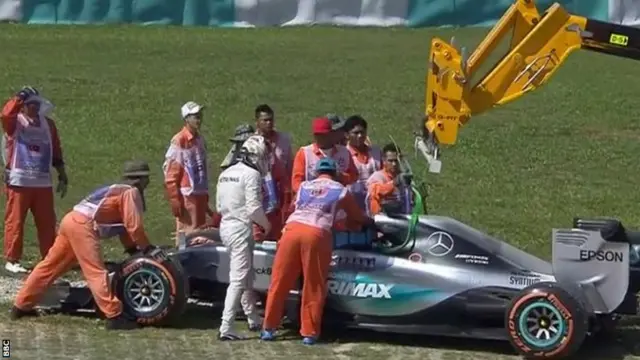 Lewis Hamilton crashes out of first practice