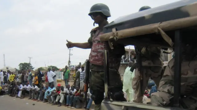 A soldier in Mararaba in Nasarawa state