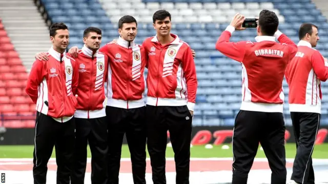 Gibraltar players at Hampden