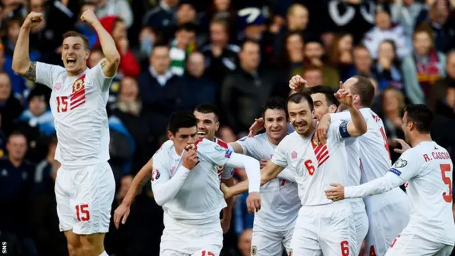 Gibraltar celebrate their goal