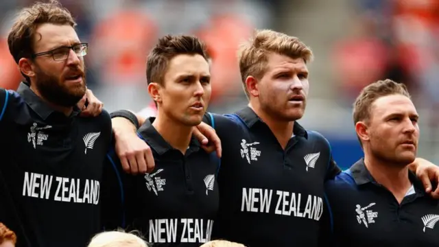 Daniel Vettori, Trent Boult, Corey Anderson and Brendon McCullum (left to right)