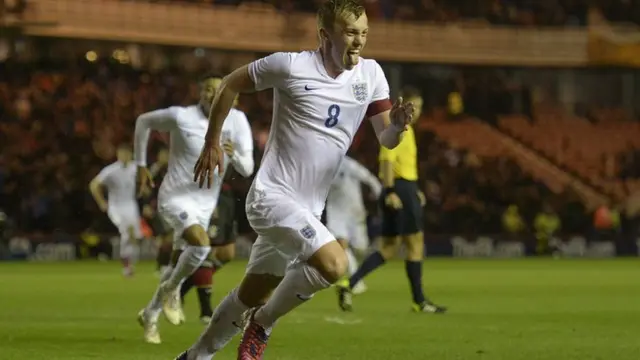 James Ward Prowse celebrates scoring for England