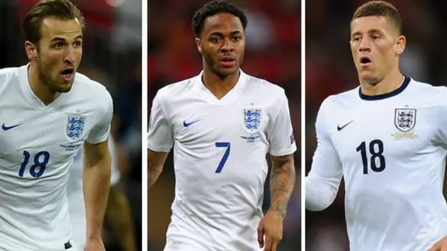 Harry Kane, Raheem Sterling and Ross Barkley