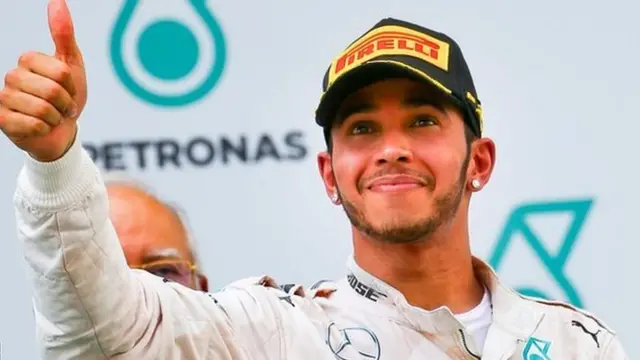 Lewis Hamilton on the podium in Malaysia