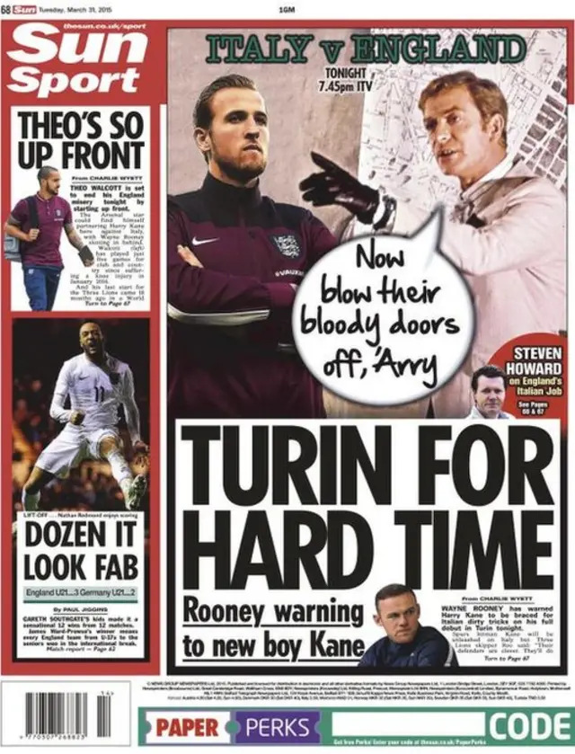 Tuesday's The Sun back page