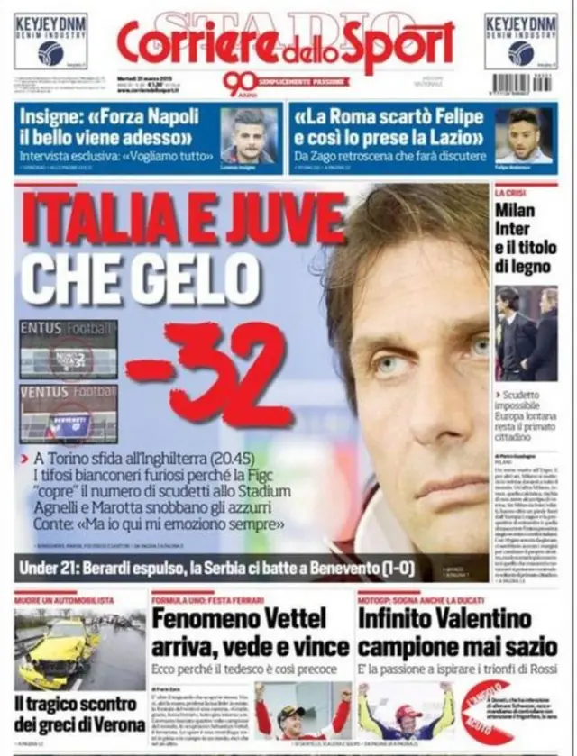 Tuesday's Corriere dello Sport