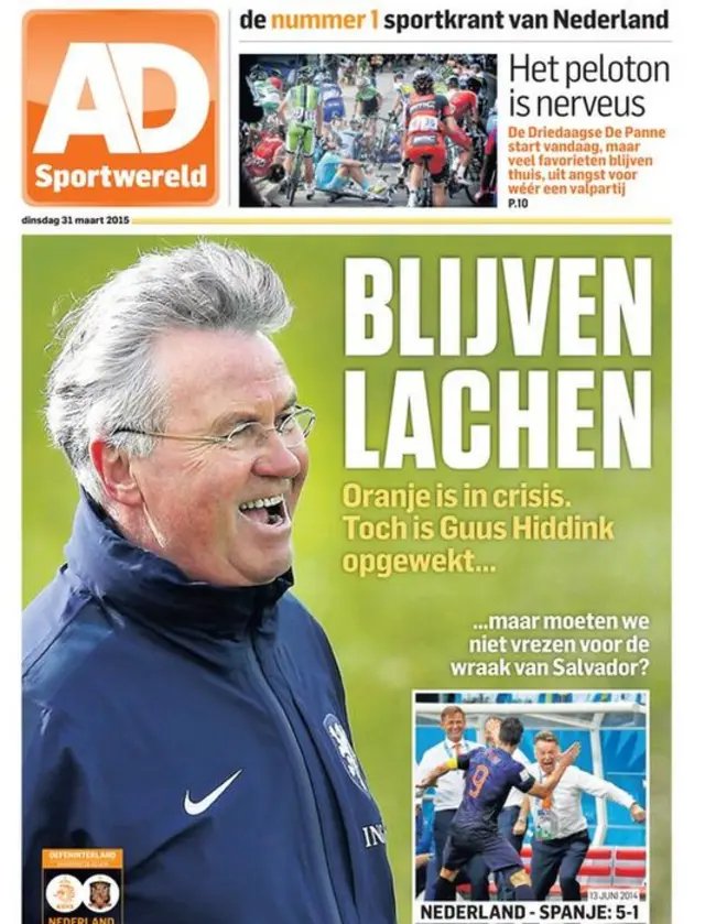 Tuesday's AD Sportwereld front page