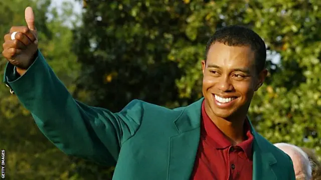 Tiger Woods celebrates winning the Masters