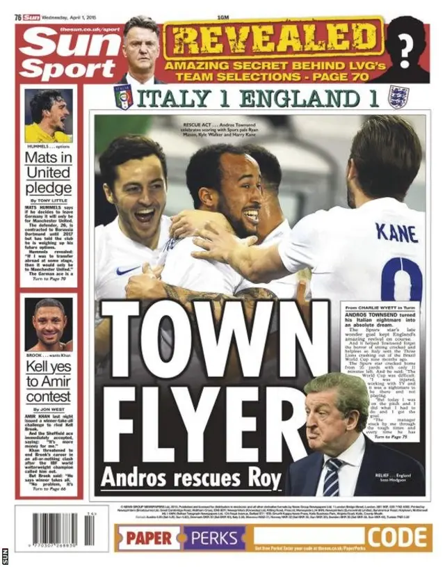 Wednesday's Sun back page