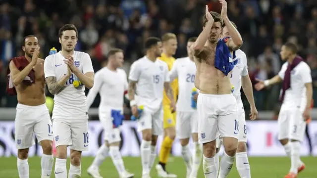 England players in Turin