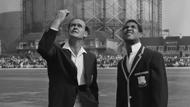 England captain Brian Close and West Indies captain Garfield Sobers tossing up before before the fifth and final test at the Oval, London, 18th August 1966