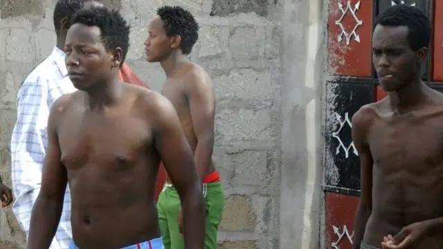 Some students escaping from Garissa University College in Kenya, 2 April 2015