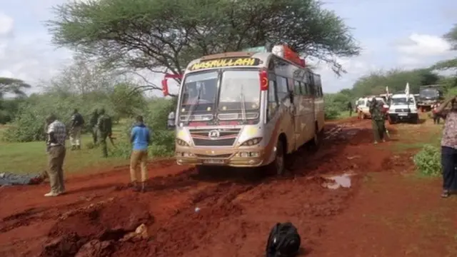 The bus attacked by militants near Mandera in November - Kenya