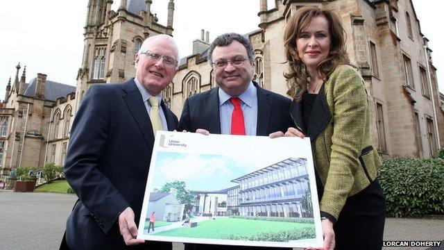 Professor Alastair Adair, Dr Stephen Farry and Deirdre Heenan at Magee College