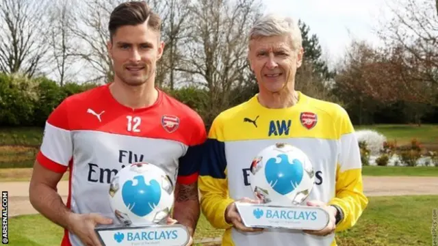 Arsenal forward Olivier Giroud and manager Arsene Wenger