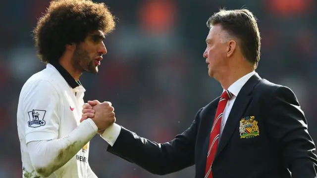 Marouane Fellaini and Louis van Gaal