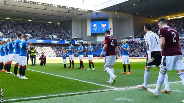 Hearts are clapped on by Rangers