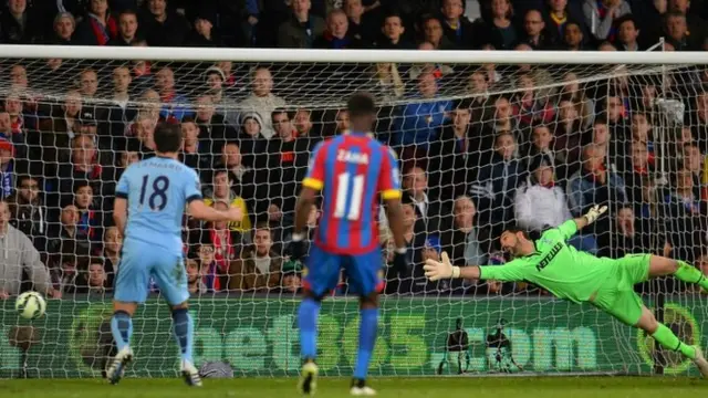 Yaya Toure scores Manchester City's first goal of the game