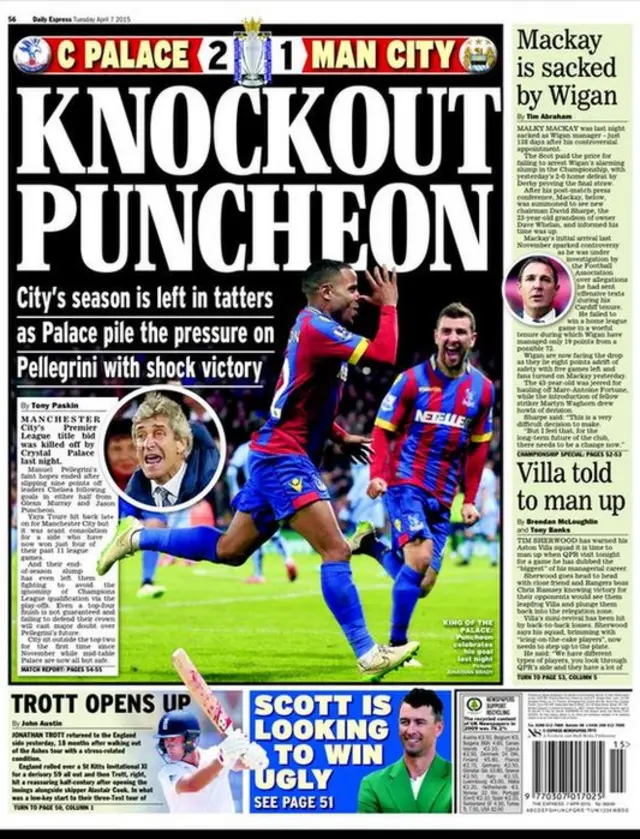 Tuesday's Daily Express back page