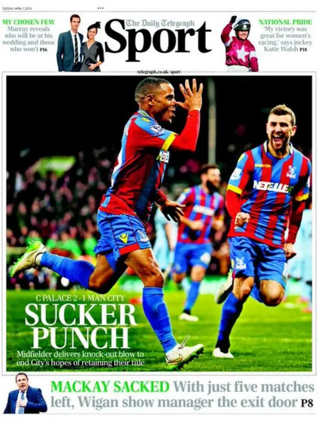 Tuesday's Daily Telegraph back page