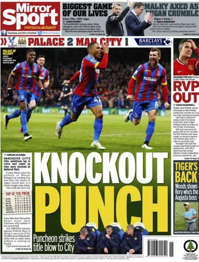 Tuesday's Daily Mirror back page