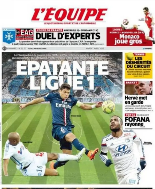 Tuesday's L'Equipe front page