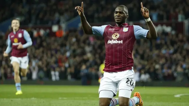 Christian Benteke celebrates