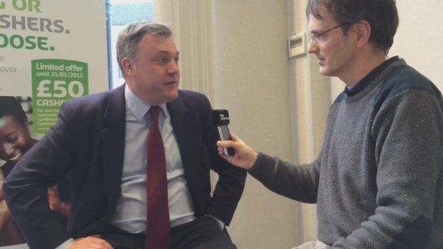 Ed Balls talking to BBC Radio Leeds reporter in January 2015