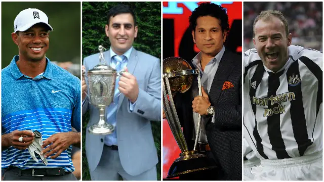 Tiger Woods, Jagdeep Chandi, Sachin Tendulkar, Alan Shearer.