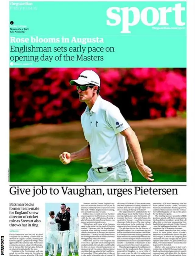 Friday's Guardian back page