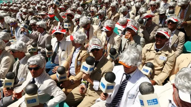 Fans dressed as Richie Benaud at the SCG