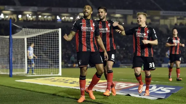 Bournemouth celebrate their second goal