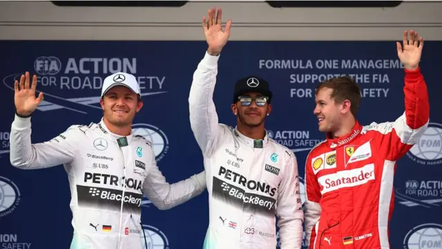 Nico Rosberg, Lewis Hamilton and Sebastian Vettel