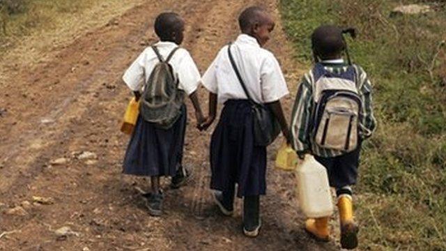 Children going to school in Tanzania