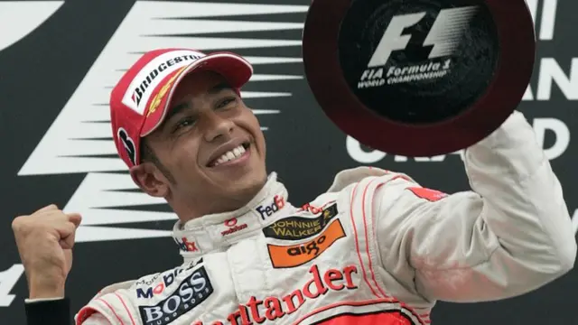 Lewis Hamilton on the podium in 2007