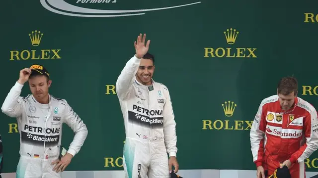 Nico Rosberg, Lewis Hamilton and Sebastian Vettel