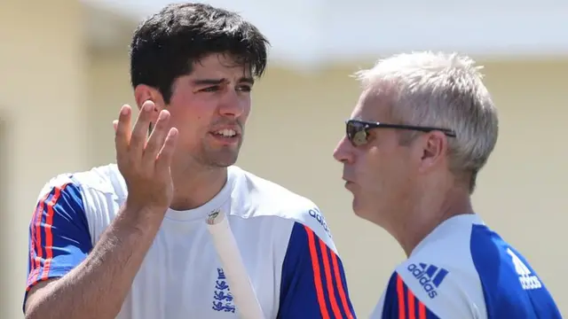 England captain Alastair Cook (left) and coach Peter Moores