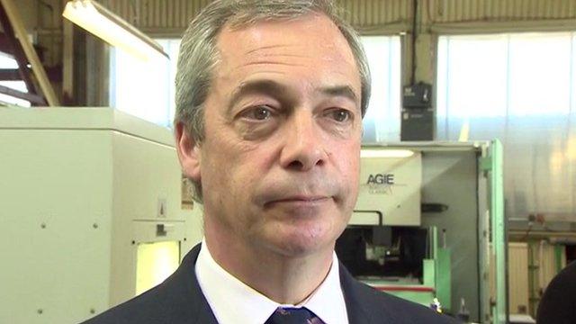 UKIP leader Nigel Farage speaking on a campaign visit to Clacton