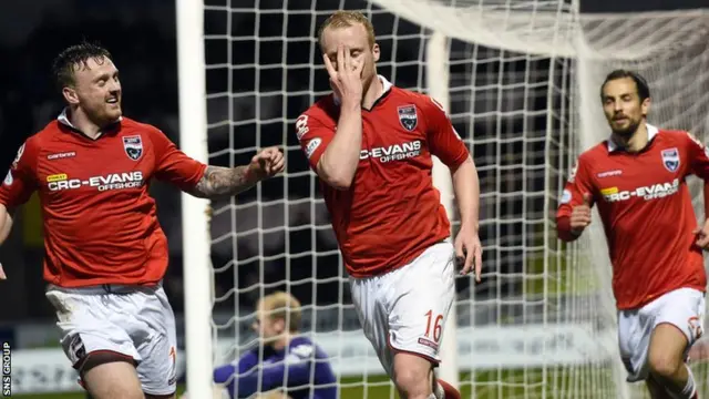 Liam Boyce (centre) scored on 30 minutes