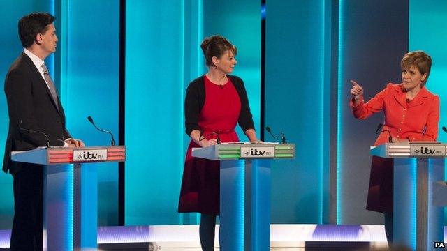 Wd Miliband, Leanne wood and Nicola Sturgeon