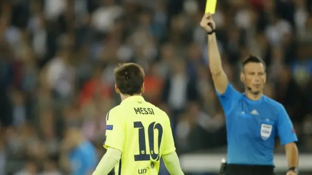 Lionel Messi is booked