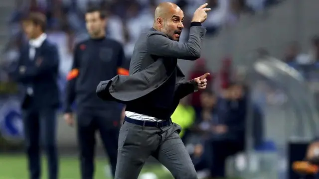 Pep Guardiola reacts